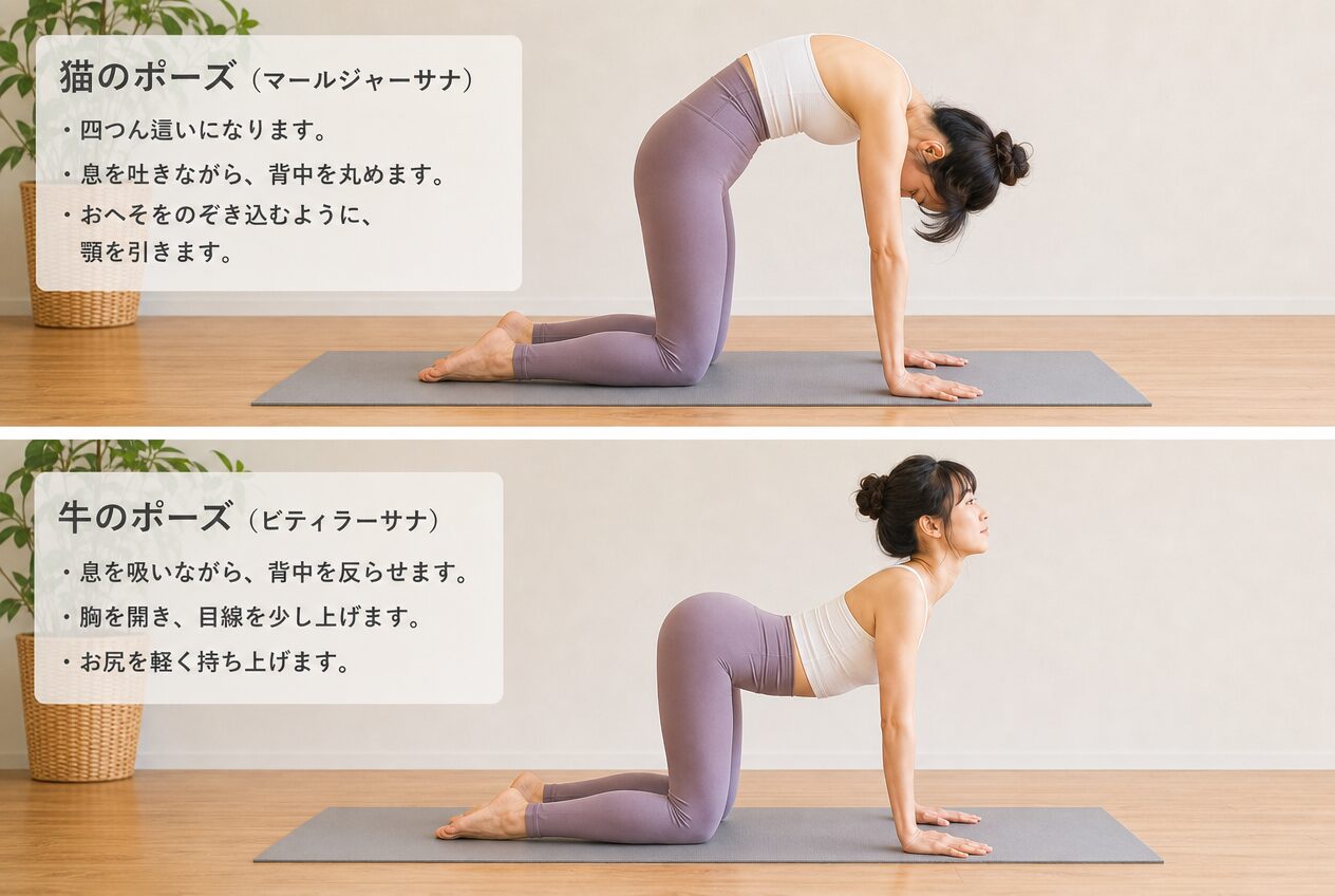 猫と牛のポーズ